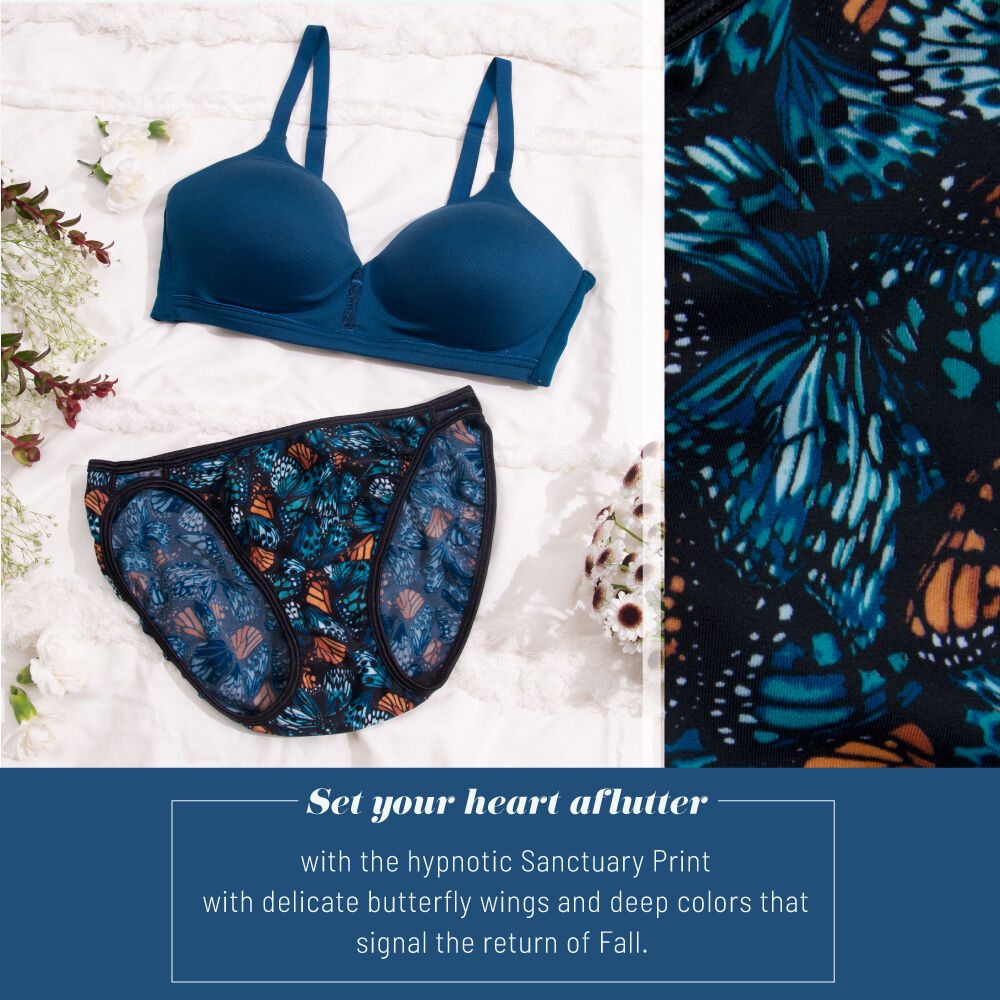 set your heart aflutter- with the hypnotic Sanctuary Print with delicate butterfly wings and deep colors that signal the return of Fall.